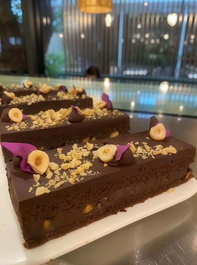 Imagen de Lingote de chocolate 55% sin harina y vegano con praliné de avellanas